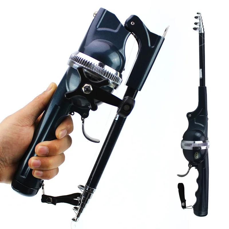 Fishing Rods Foldable Fishing Rod One Body Hidden Wheel with Its Own Fishing Line Portable Pocket Throwing Rod Lure