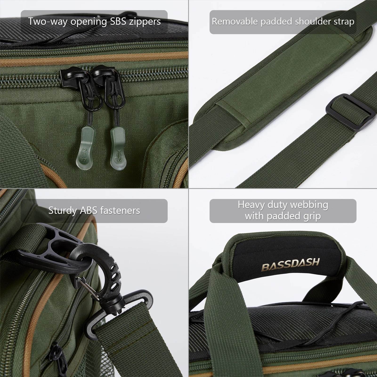 Fishing Tackle Shoulder Bag Water Resistant Lightweight Gear Storage Pack with Hard Molded Bottom Rain Cover