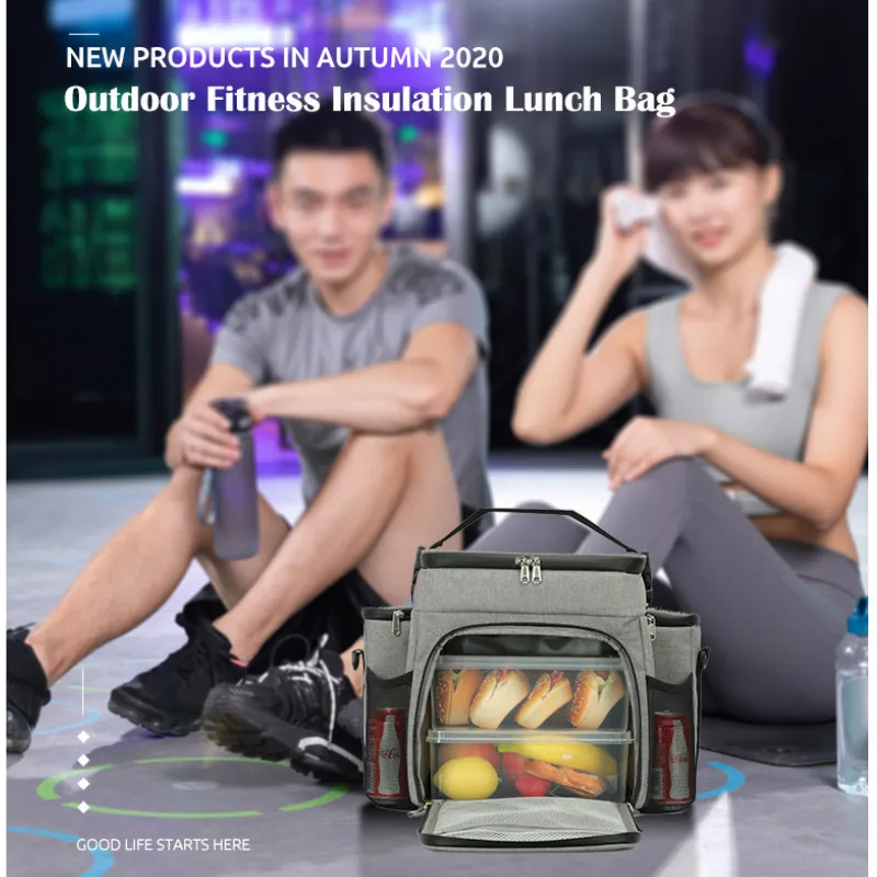 Fitness Lunch Bag Adult Insulated Bag Portable Shoulder Picnic Thermal Fruit Bag For Work