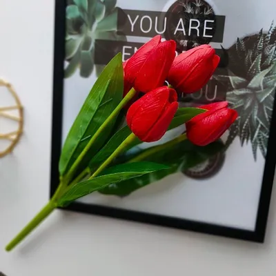 Five Buds Silk Tulip Flowers