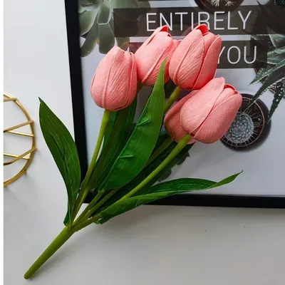 Five Buds Silk Tulip Flowers