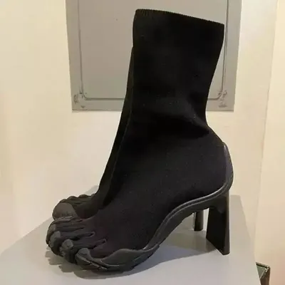 Five Finger Toe Fashion Novel Women Boots Black/pink/white High Heel Ankle Boots Elastic Mesh Cloth Luxury Socks Boots