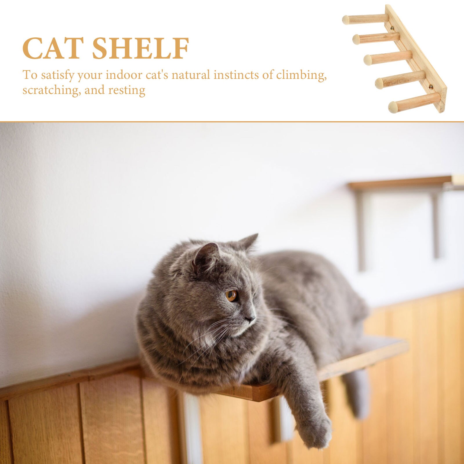 Five Steps Wooden Cat Wall Stairs