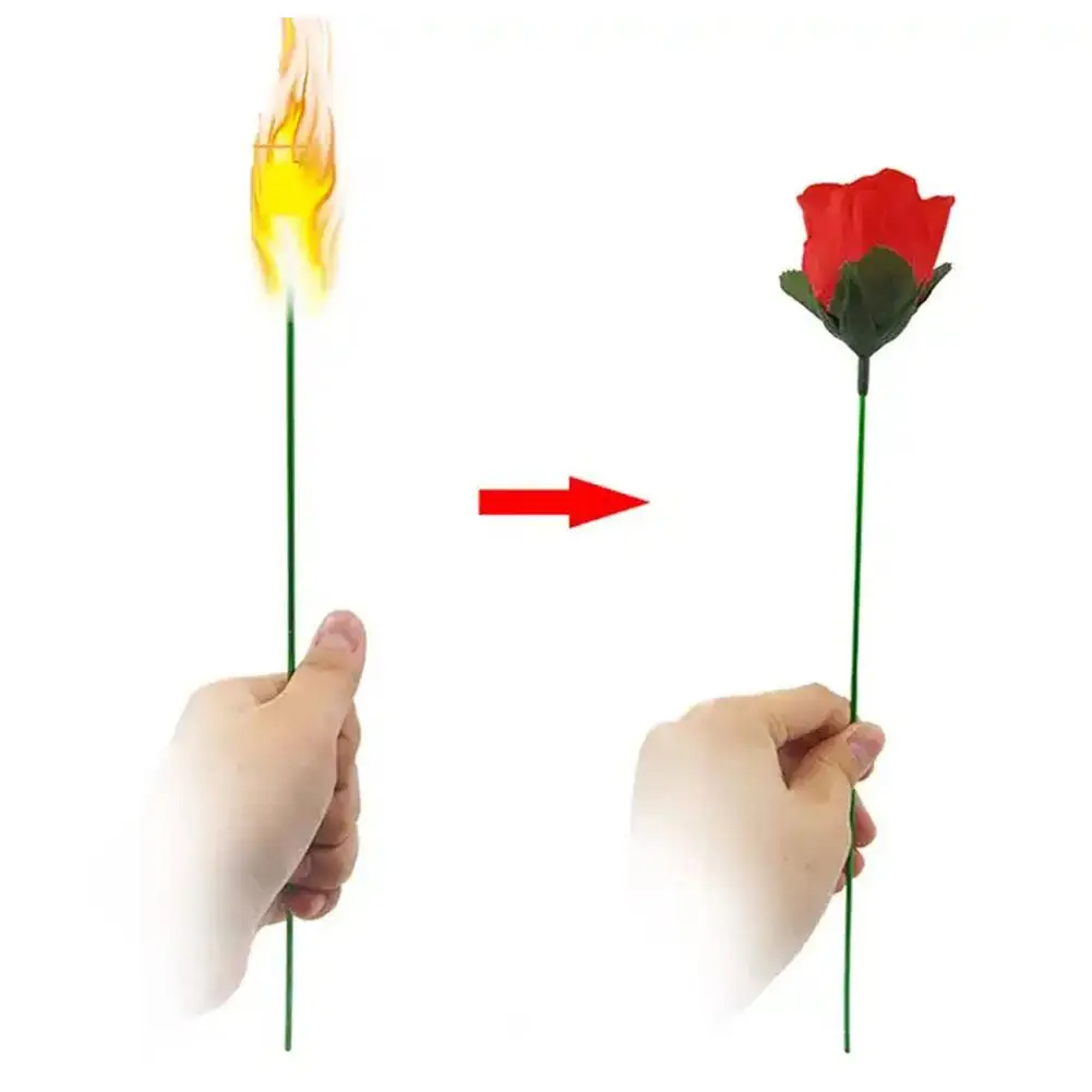 Flame To Rose Appearing Magic Flower Torch To Flower Magic Trick Flame Appearing Flower Professional Magician Bar