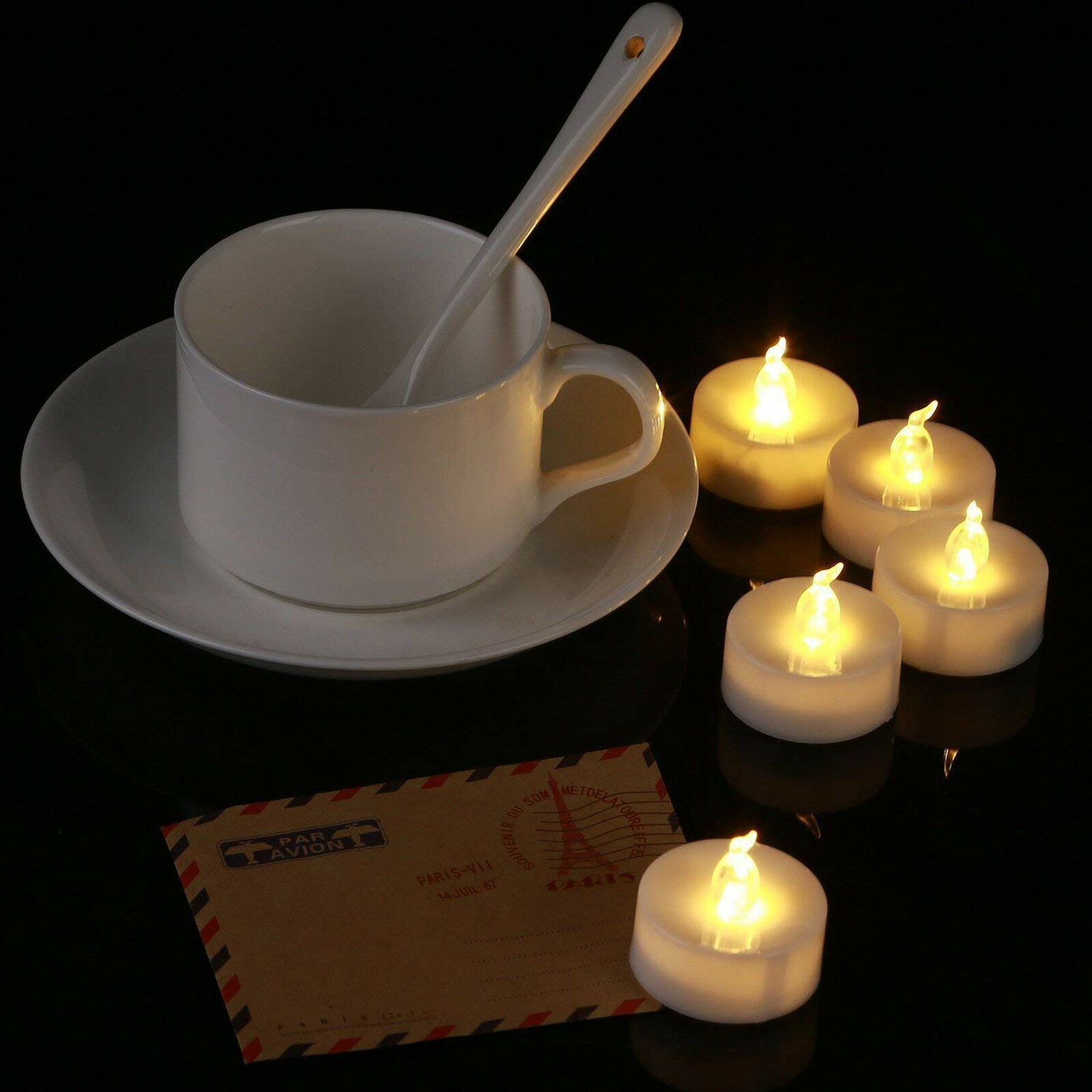 Flameless Battery Operated Tea Lights (12Pcs)