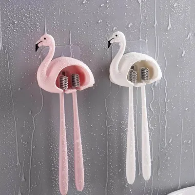 Flamingo Toothbrush Suction Holder Flamingo Toothbrush Suction Holder