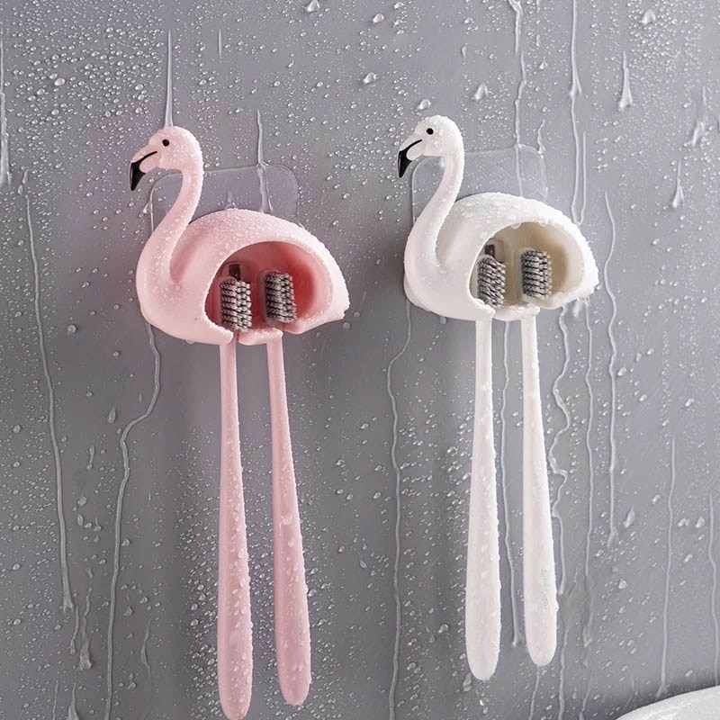 Flamingo Toothbrush Suction Holder