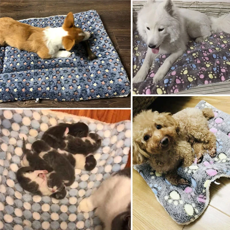 Flannel Pet Sleeping Mat Dog Bed Cat Litter Puppy Bed Dog Sofa Lovely Mattress Cushion for Small and Large Dog Blanket