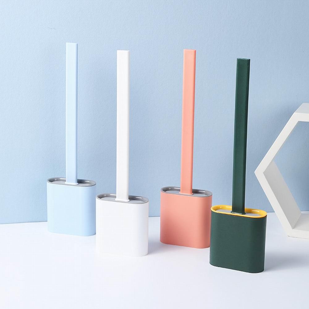 Flat Silicone Toilet Brush with Holder Flat Silicone Toilet Brush with Holder