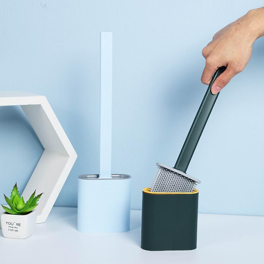 Flat Silicone Toilet Brush with Holder Flat Silicone Toilet Brush with Holder