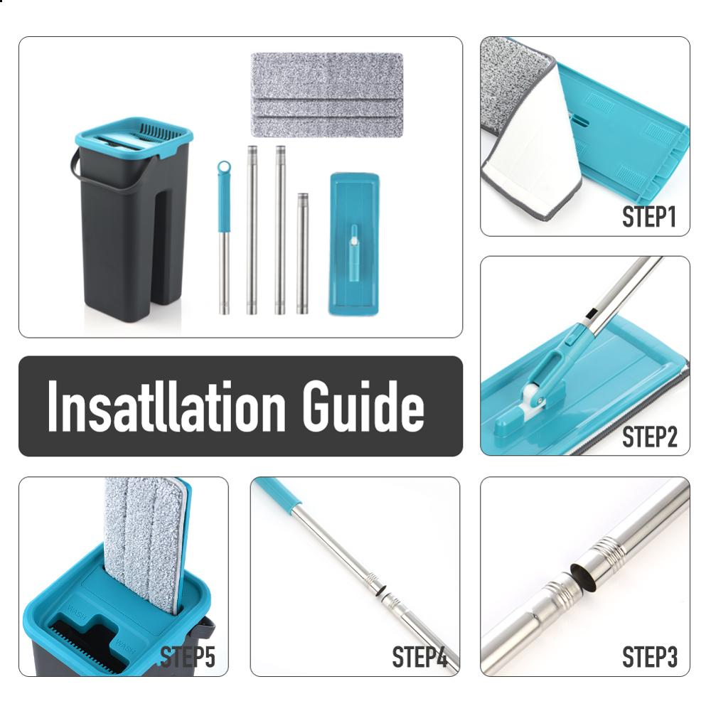 Flat Squeeze Mop And Bucket For Cleaning