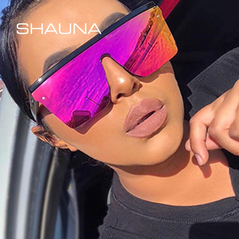 Flat Top Classic Square Sunglasses Woman Brand Designer Purple Mirror Coating Shades UV400