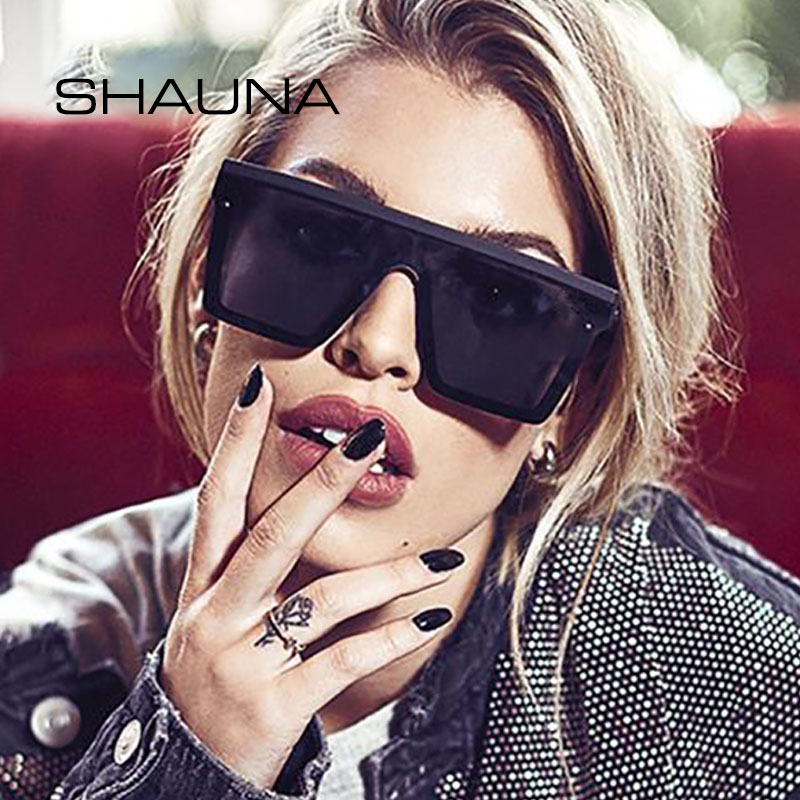 Flat Top Classic Square Sunglasses Woman Brand Designer Purple Mirror Coating Shades UV400