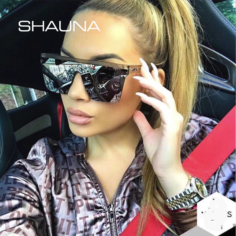 Flat Top Classic Square Sunglasses Woman Brand Designer Purple Mirror Coating Shades UV400