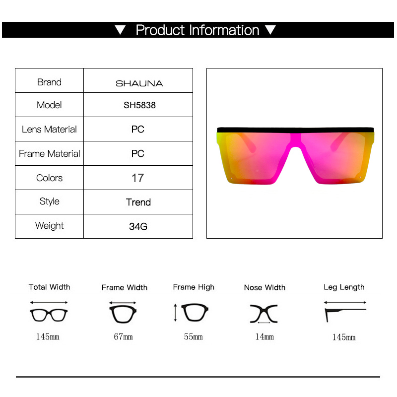 Flat Top Classic Square Sunglasses Woman Brand Designer Purple Mirror Coating Shades UV400