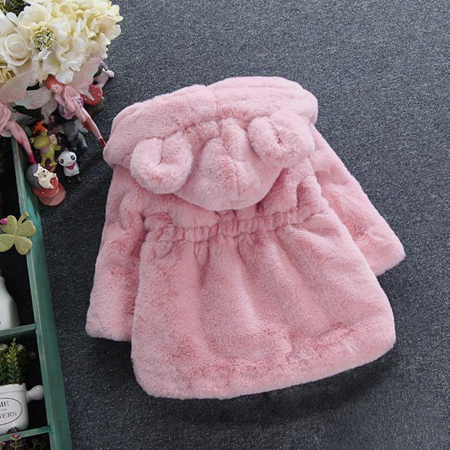 Fleece Hoodie Girls' Furry Coat