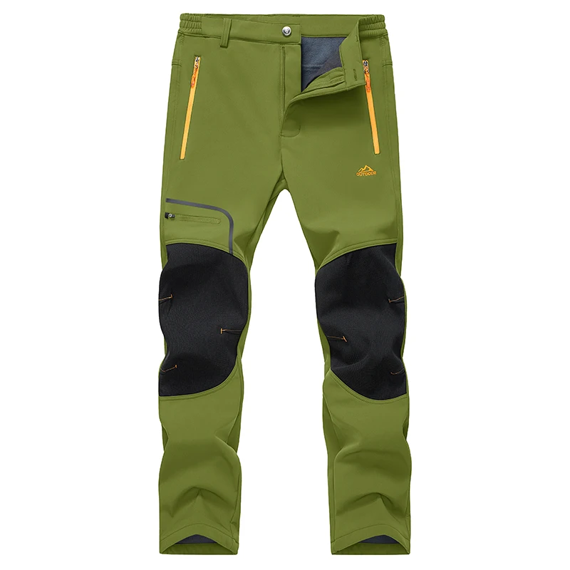 Fleece Pants Men's Snow Ski Pants Windproof Shell Hiking Pants with 4 Zipper Pockets Winter Waterproof Trousers