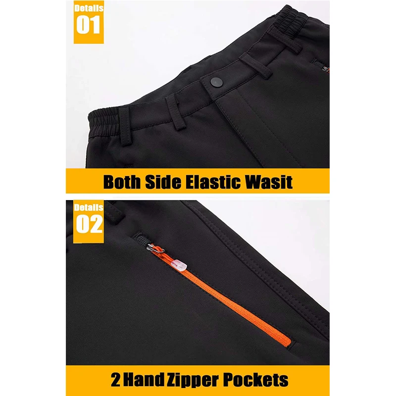 Fleece Pants Men's Snow Ski Pants Windproof Shell Hiking Pants with 4 Zipper Pockets Winter Waterproof Trousers Fleece Pants Men's Snow Ski Pants Windproof Shell Hiking Pants with 4 Zipper Pockets Winter Waterproof Trousers