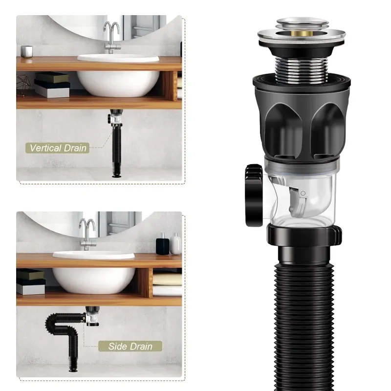 Flip-Top Kitchen Sink Drain Retractable Deodorizing Filter Flexible Downspout Bathroom Sink Anti Clogging Kitchen Flip-Top Kitchen Sink Drain Retractable Deodorizing Filter Flexible Downspout Bathroom Sink Anti Clogging Kitchen