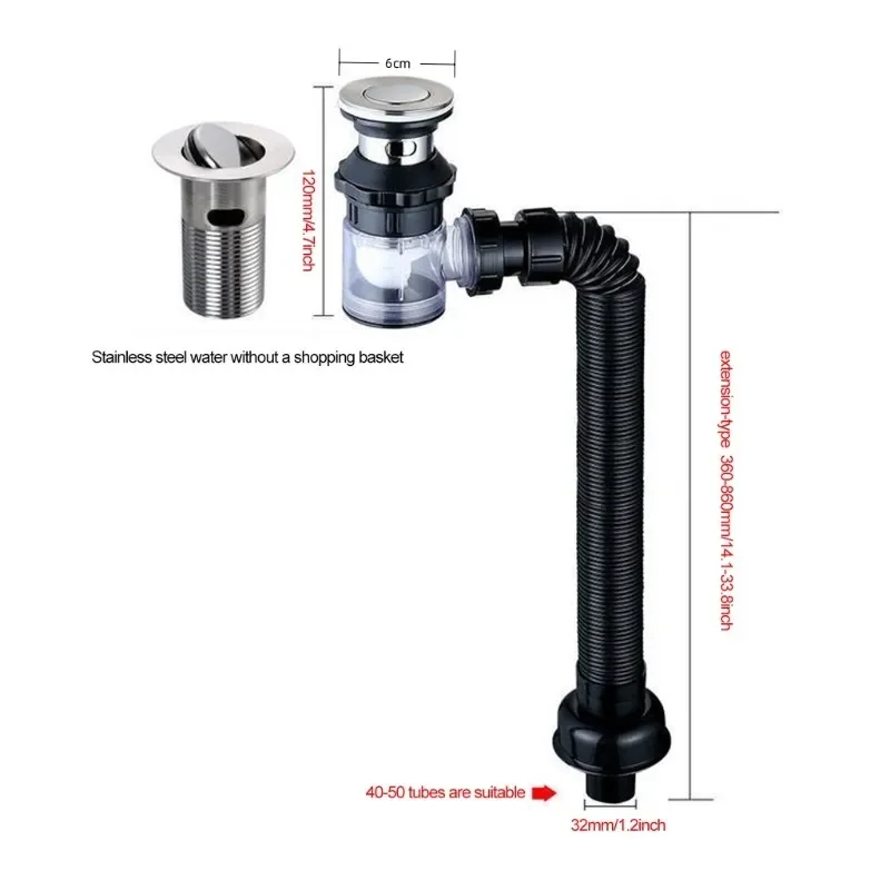 Flip-Top Kitchen Sink Drain Retractable Deodorizing Filter Flexible Downspout Bathroom Sink Anti Clogging Kitchen Flip-Top Kitchen Sink Drain Retractable Deodorizing Filter Flexible Downspout Bathroom Sink Anti Clogging Kitchen