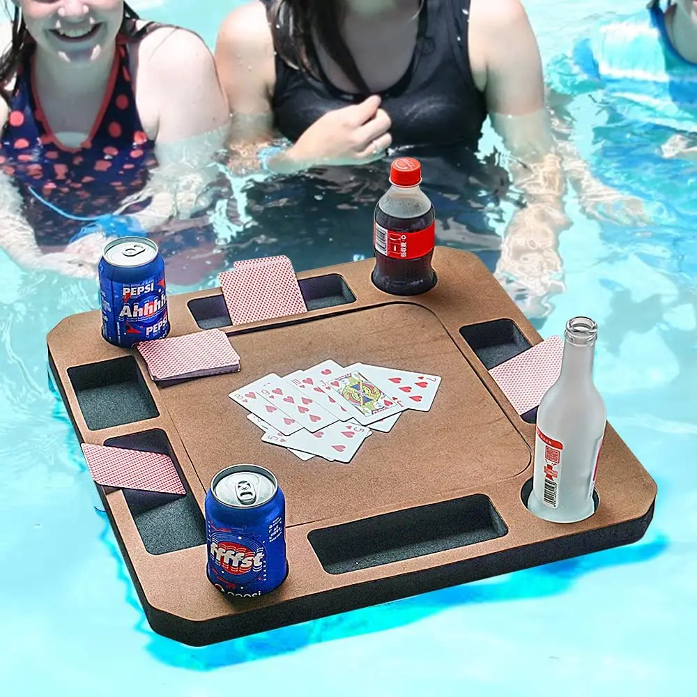 Floating Game or Card Table Tray for Pool or Beach Party Float Lounge Durable Foam Drink Holders with Waterproof
