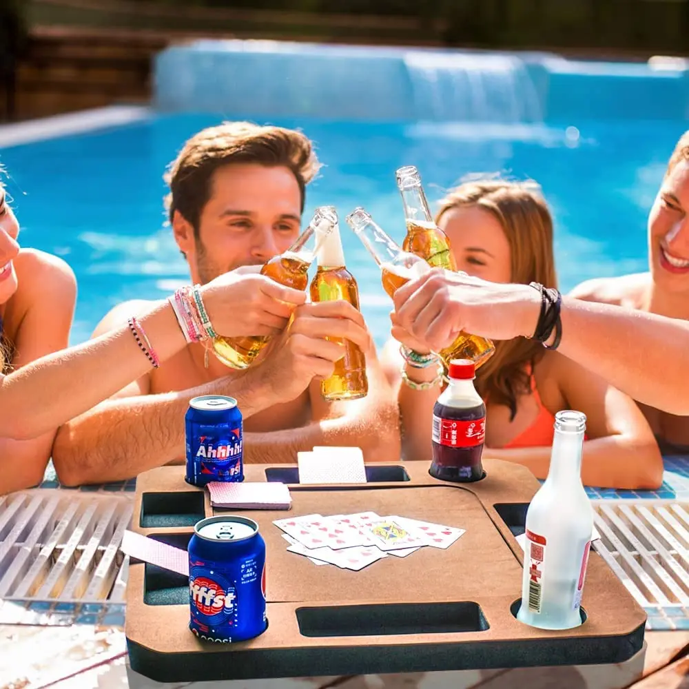 Floating Game or Card Table Tray for Pool or Beach Party Float Lounge Durable Foam Drink Holders with Waterproof