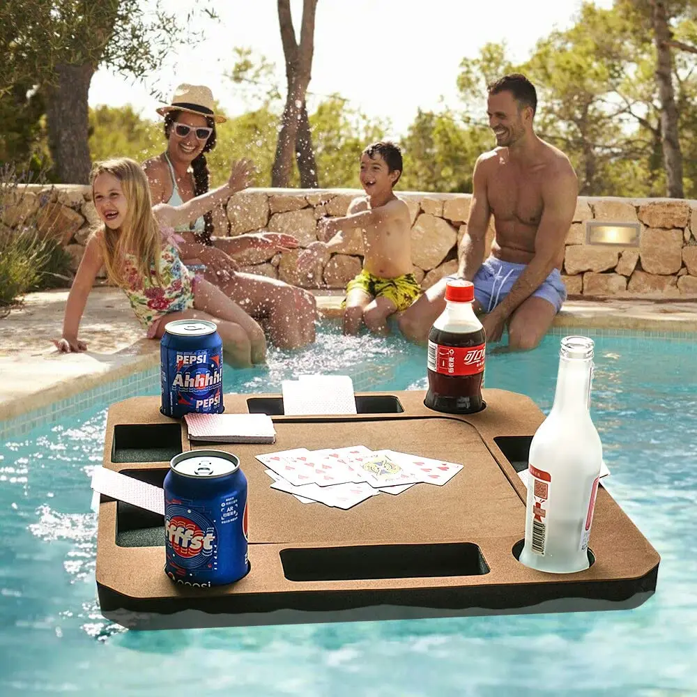 Floating Game or Card Table Tray for Pool or Beach Party Float Lounge Durable Foam Drink Holders with Waterproof