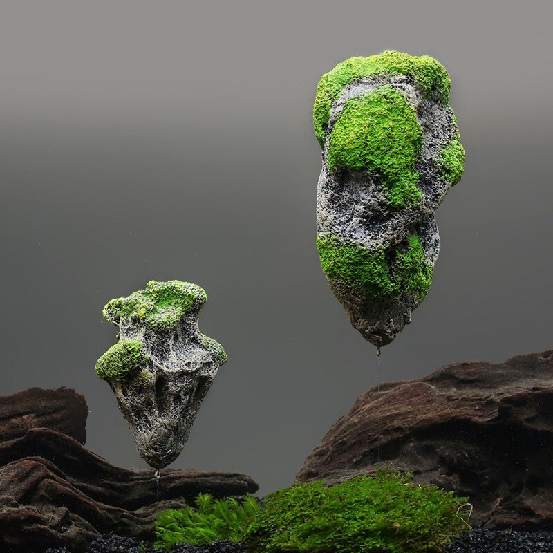 Floating Rock Aquarium Decor with Suction
