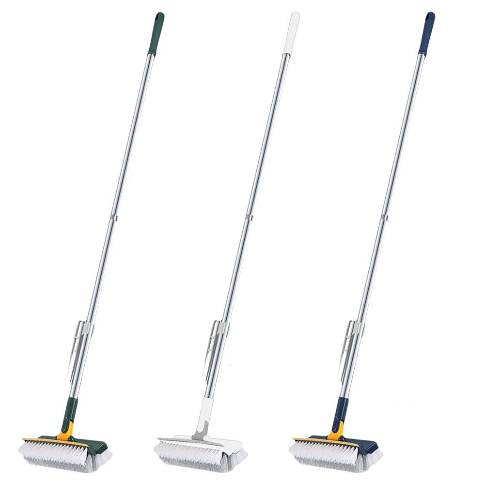 Floor Scrub Brush 3 in 1 Long Handle Removable Adjustable Wiper Broom Tools Tile Magic Squeegee Cleaning Kitchen