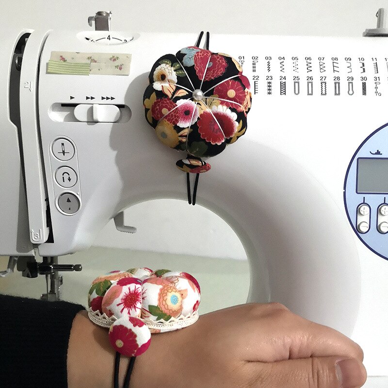 Floral Cloth Pin Cushion Wrist Band