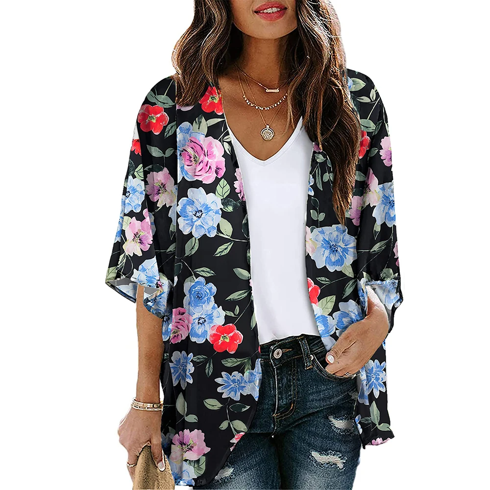 Floral Print Kimono Cover Up