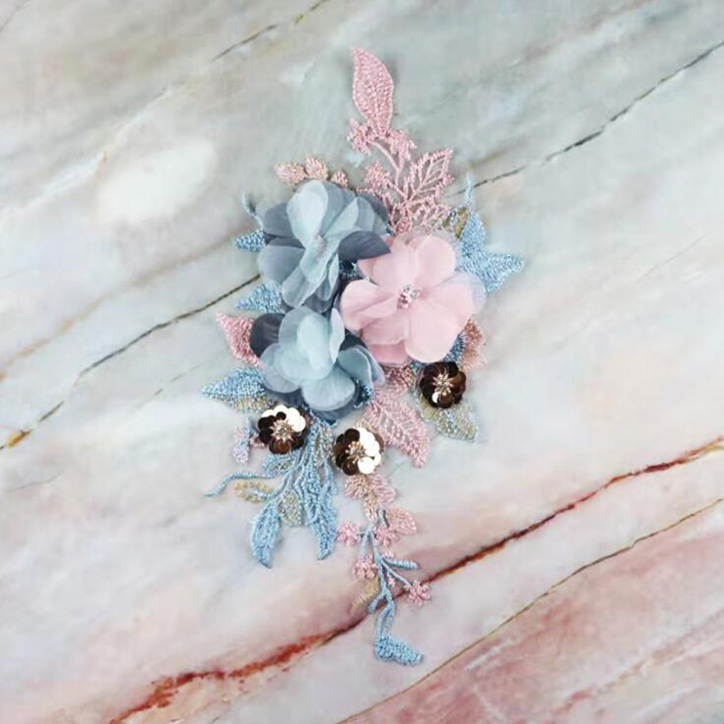 Flower Applique Colorful 3D Embroidered