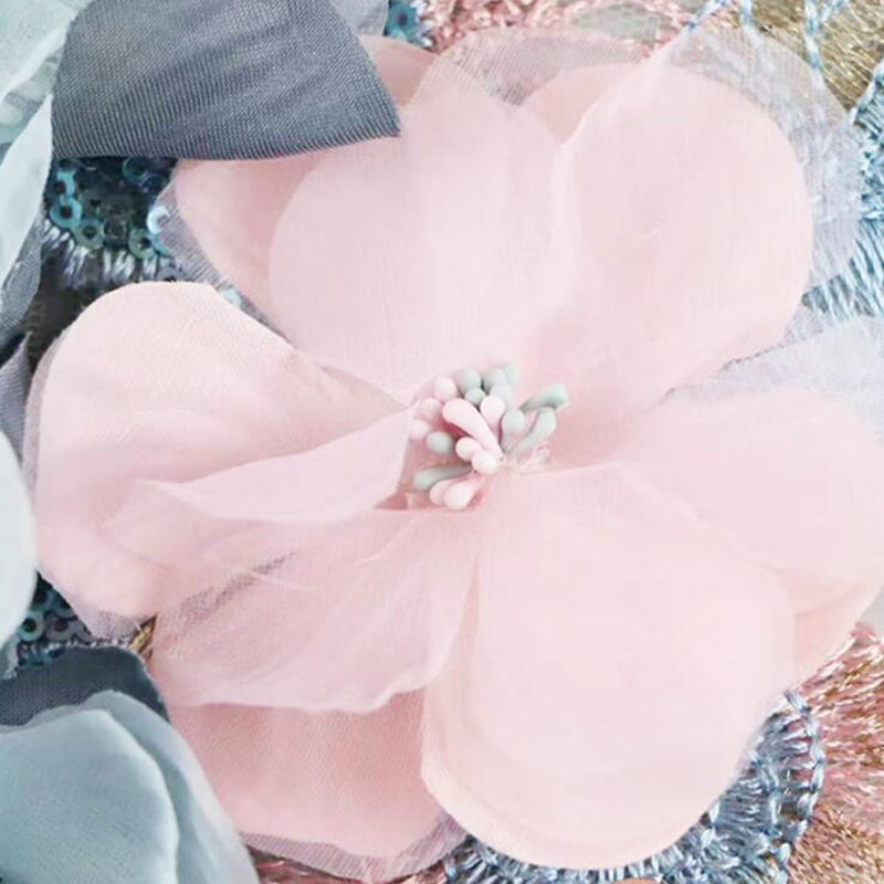 Flower Applique Colorful 3D Embroidered