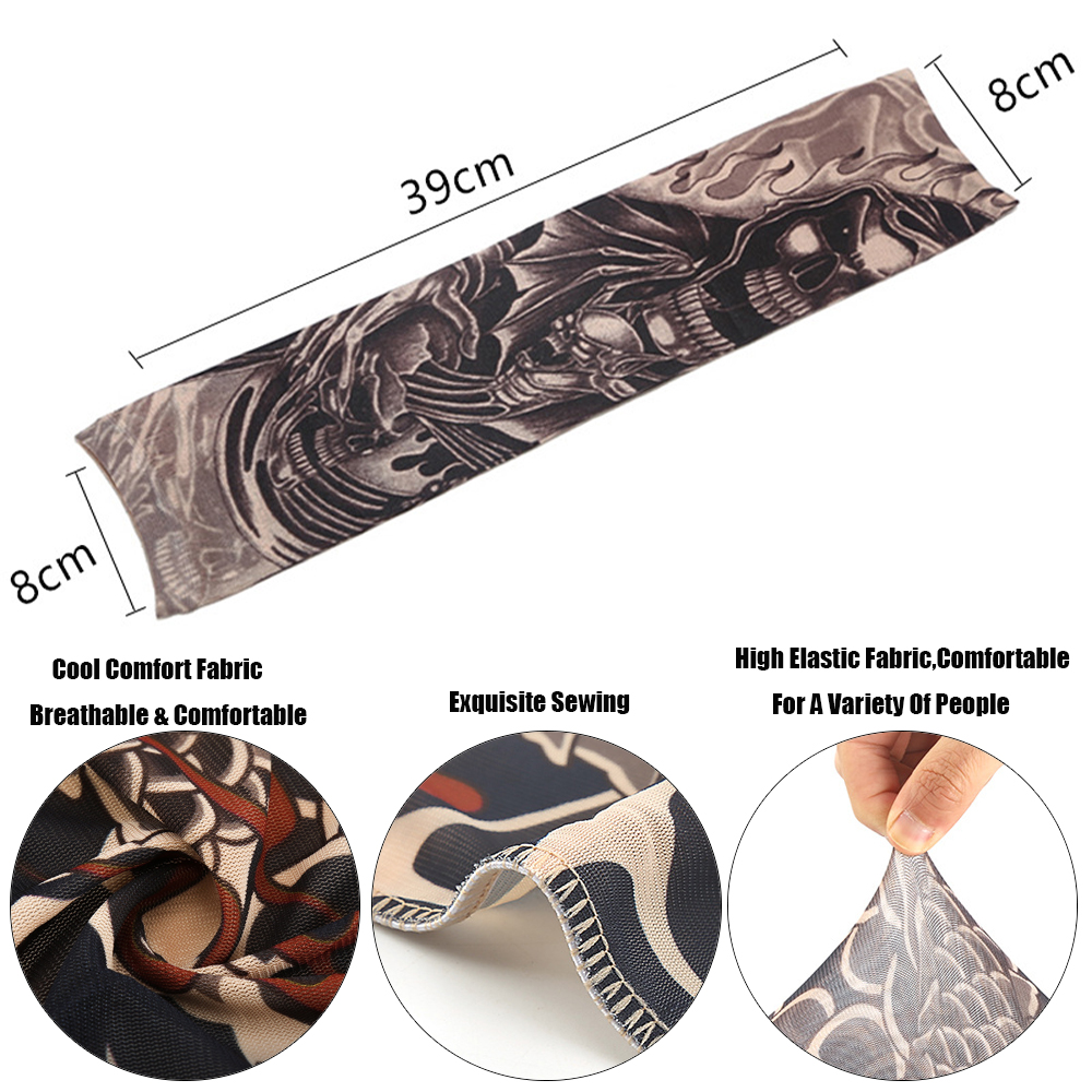 Flower Cooling Arm Sleeves Cover Cycling Running UV Sun Protection Outdoor Men Nylon Cool Arm Sleeves Hide Tattoos