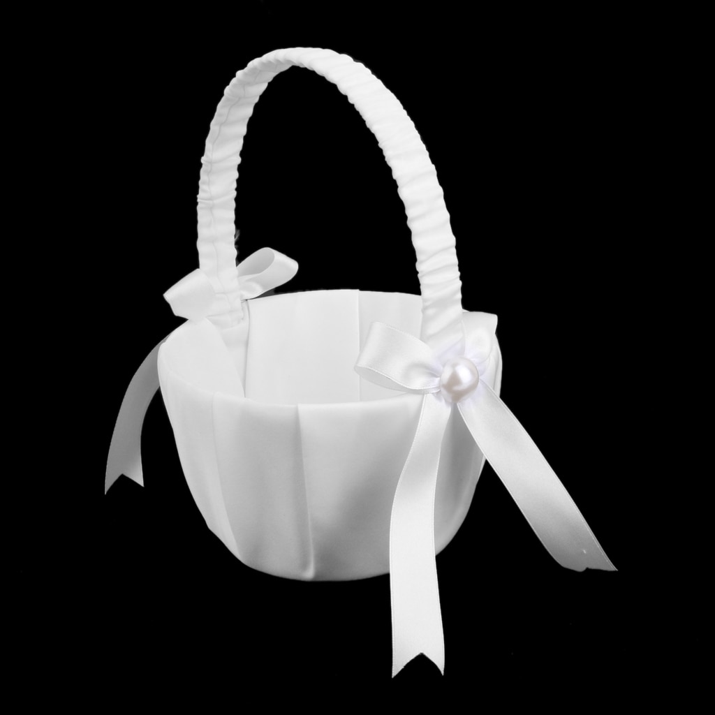 Flower Girl Basket Satin Prop