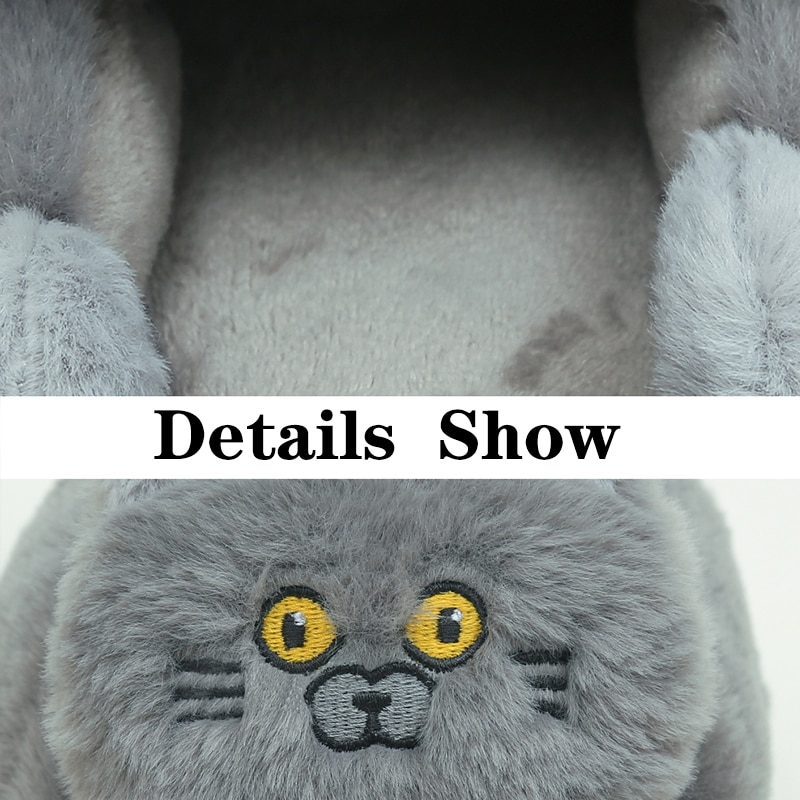 Fluffy Cat Slippers for Adults