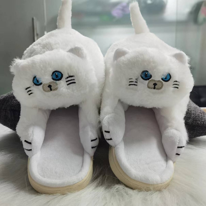 Fluffy Cat Slippers for Adults