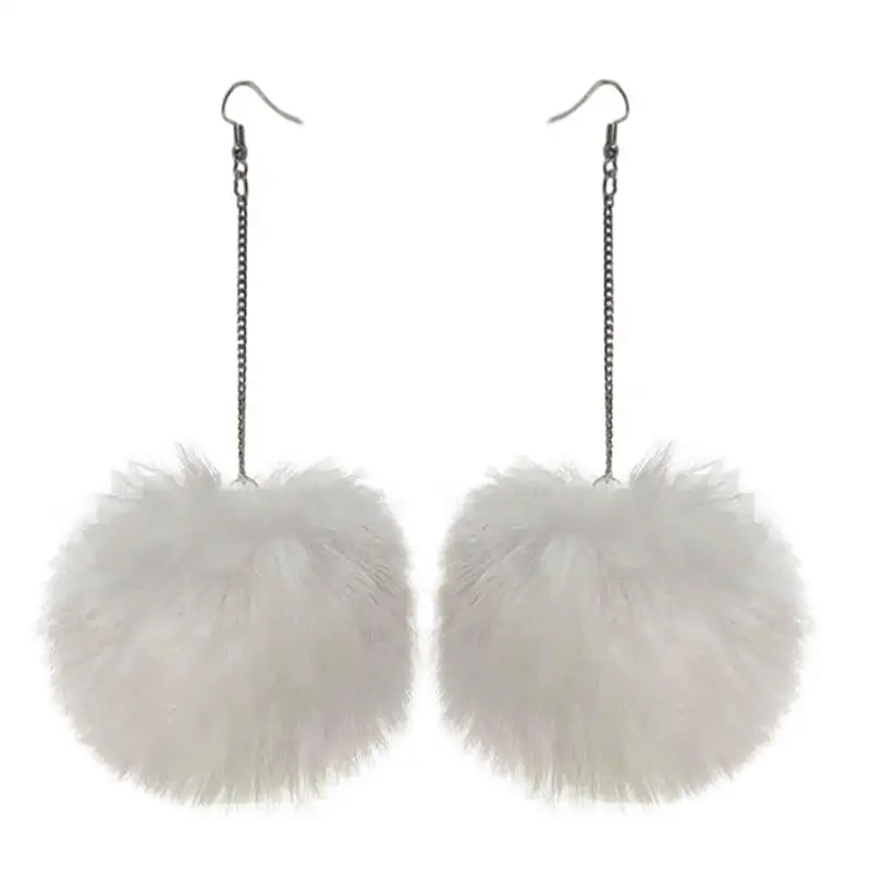 Fluffy Dangle Pom Pom Earrings