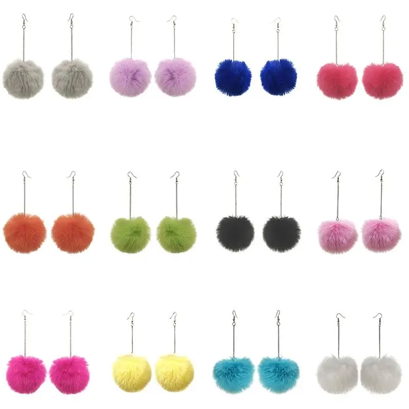 Fluffy Dangle Pom Pom Earrings Fluffy Dangle Pom Pom Earrings