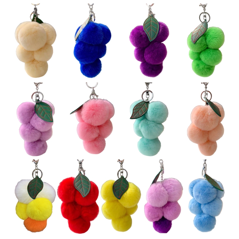 Fluffy Fur Pom Pom Grape Keychain Fluffy Fur Pom Pom Grape Keychain