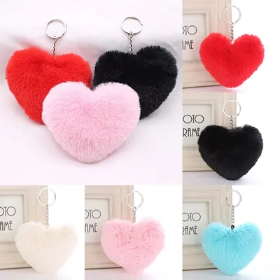 Fluffy Heart Shaped Keychain Fluffy Heart Shaped Keychain