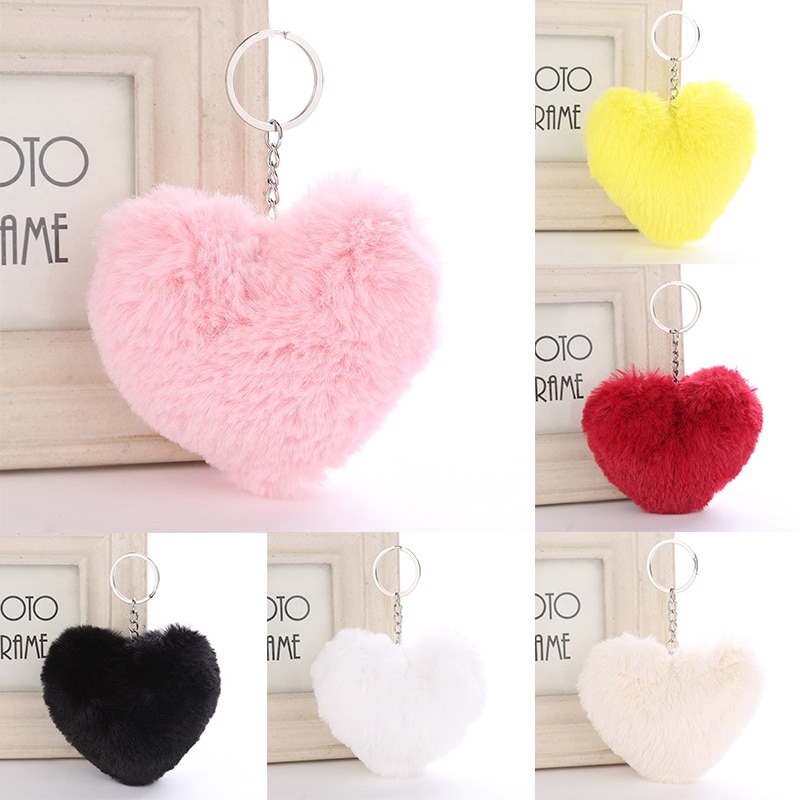 Fluffy Heart Shaped Keychain Fluffy Heart Shaped Keychain
