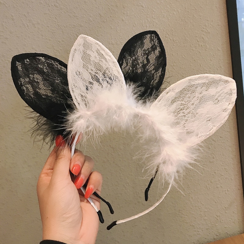 Fluffy Lace Cat Ears Headband
