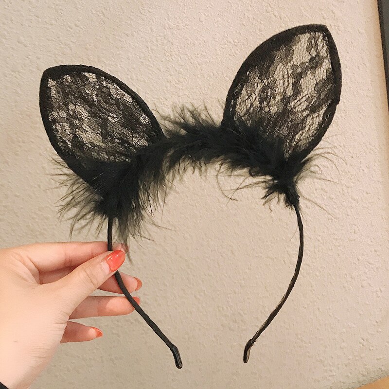 Fluffy Lace Cat Ears Headband