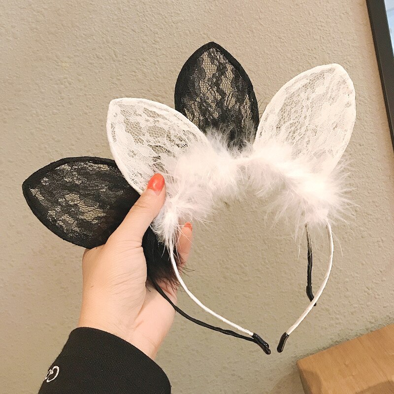 Fluffy Lace Cat Ears Headband