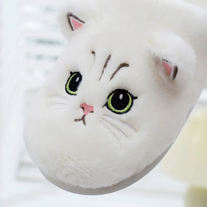 Fluffy Plush Cat House Slippers