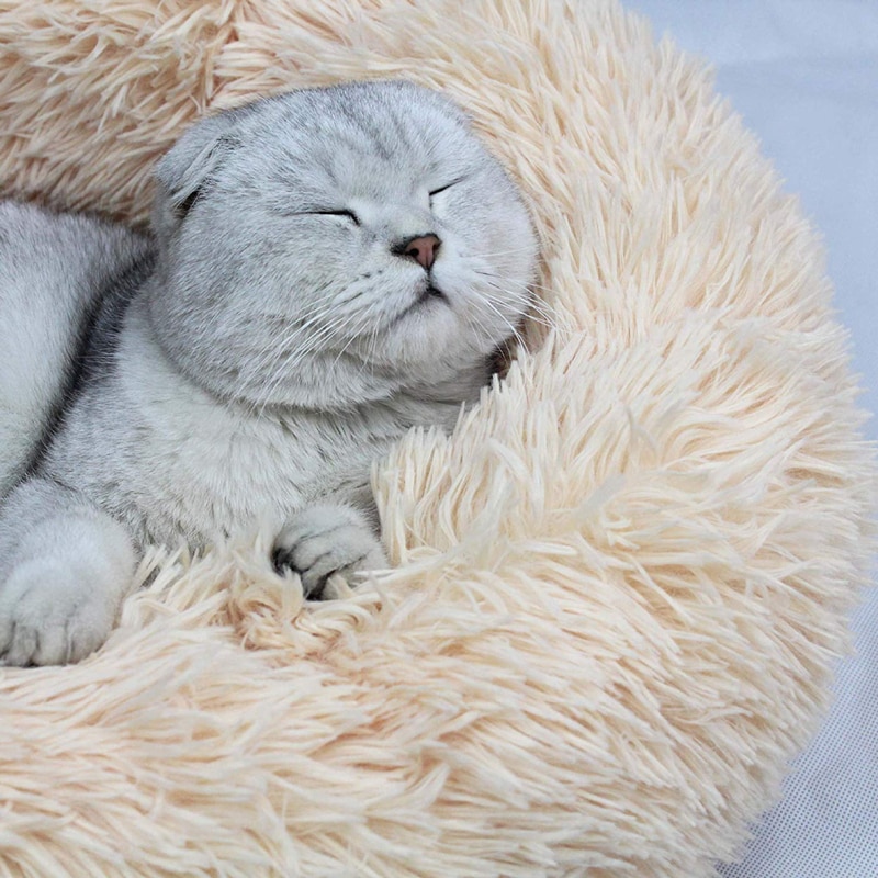 Fluffy Round Dog Bed Plush Cushion