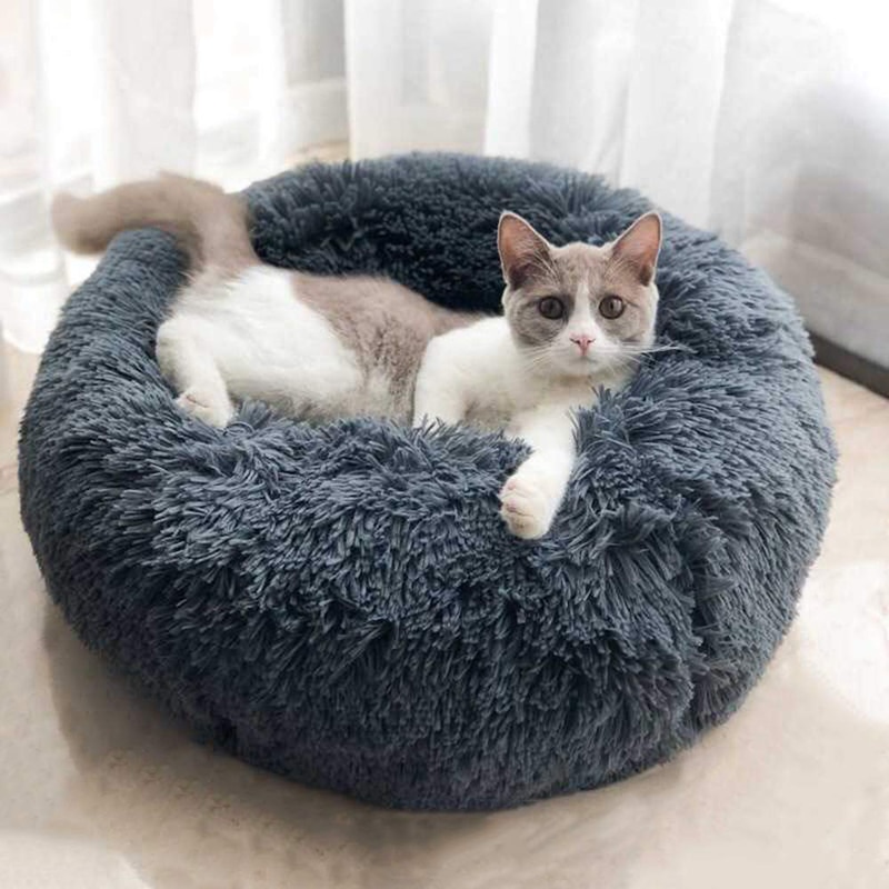 Fluffy Round Dog Bed Plush Cushion