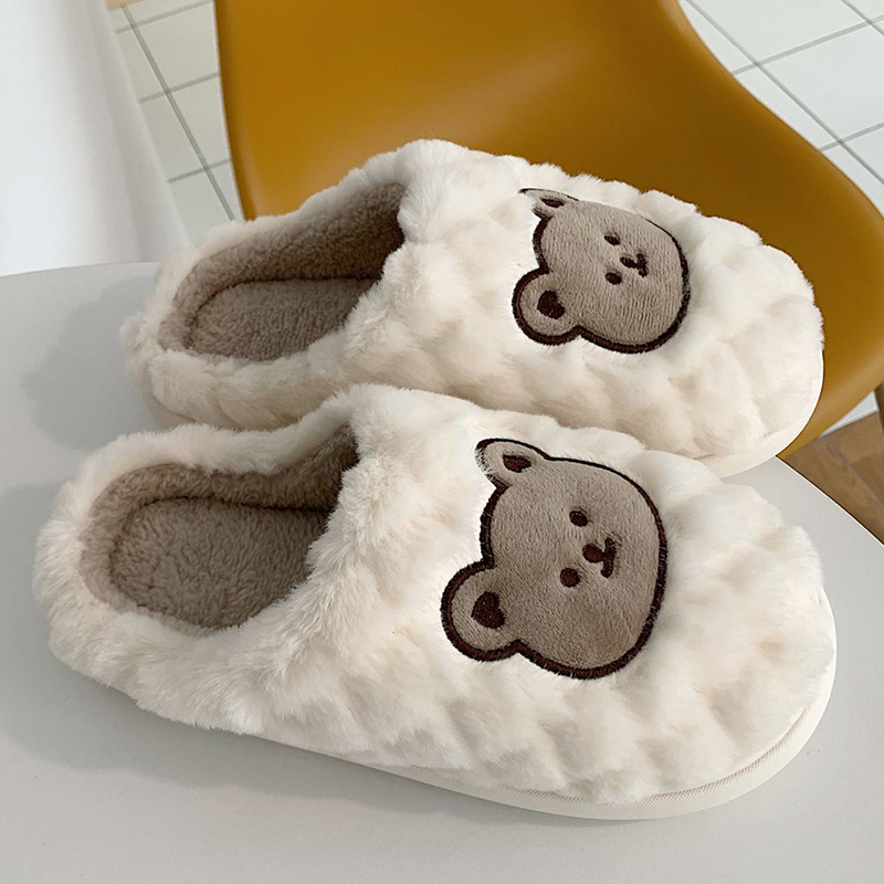 Fluffy Warm House Bear Slippers