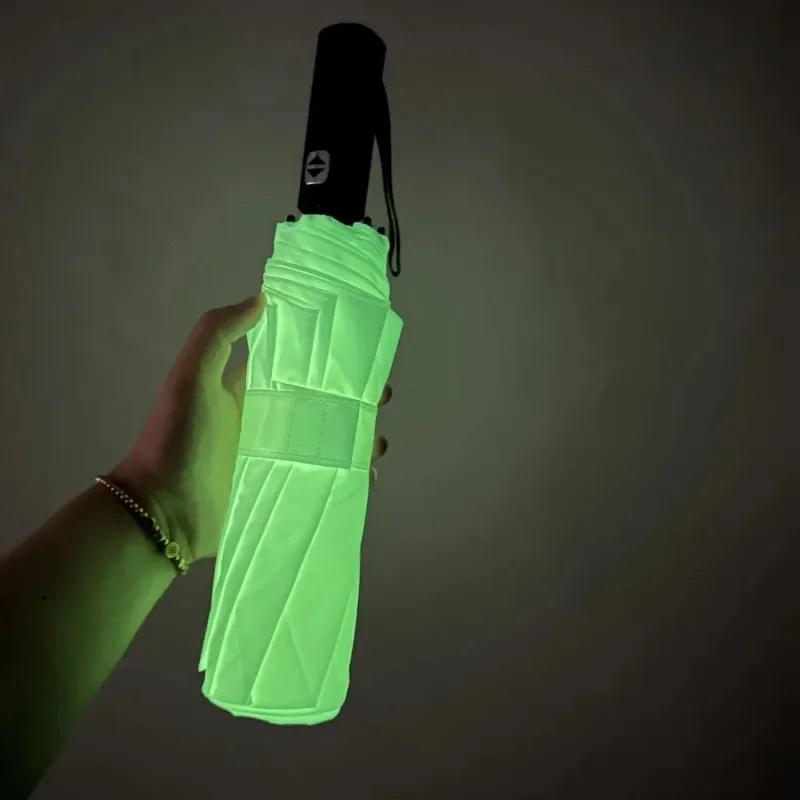 Fluorescent Luminous Fully Automatic Fold Umbrella Solid Color Minimalist Creativity Windproof Durable Sunny& Rainy Fluorescent Luminous Fully Automatic Fold Umbrella Solid Color Minimalist Creativity Windproof Durable Sunny& Rainy